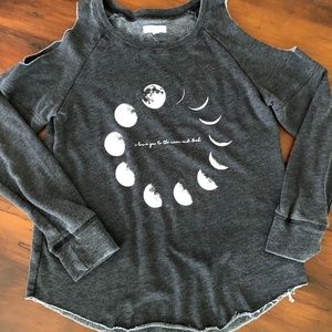 Moon sequence cold shoulder sweatshirt
